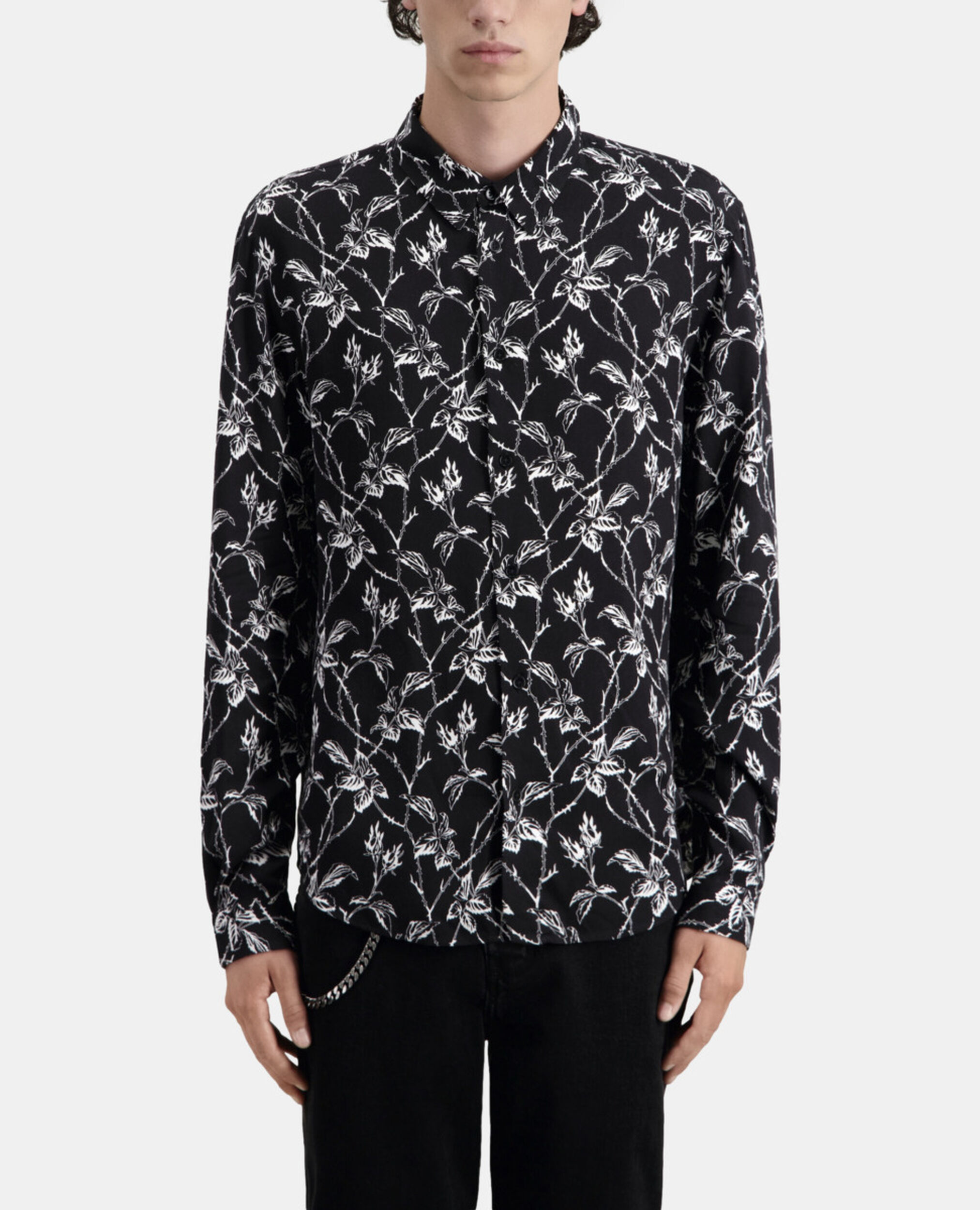 Printed shirt, BLACK WHITE, hi-res image number null