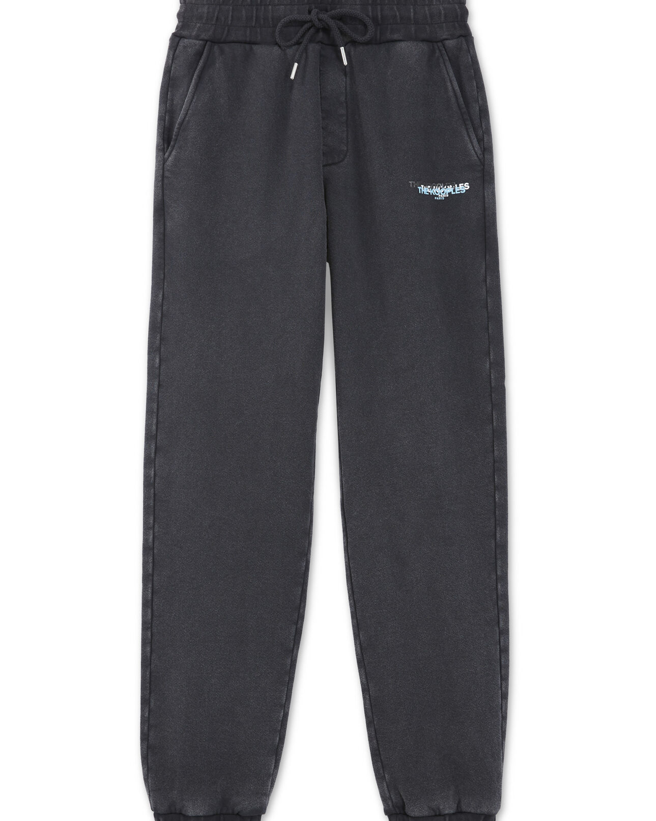 The Kooples WOMEN BLACK WASHED faded black joggers with triple logo