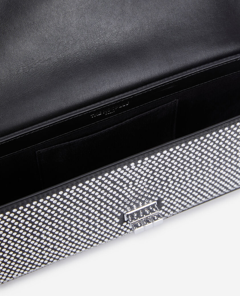 The Kooples DAMEN BLACK schwarze pochette aus nylon mit strassbesatz