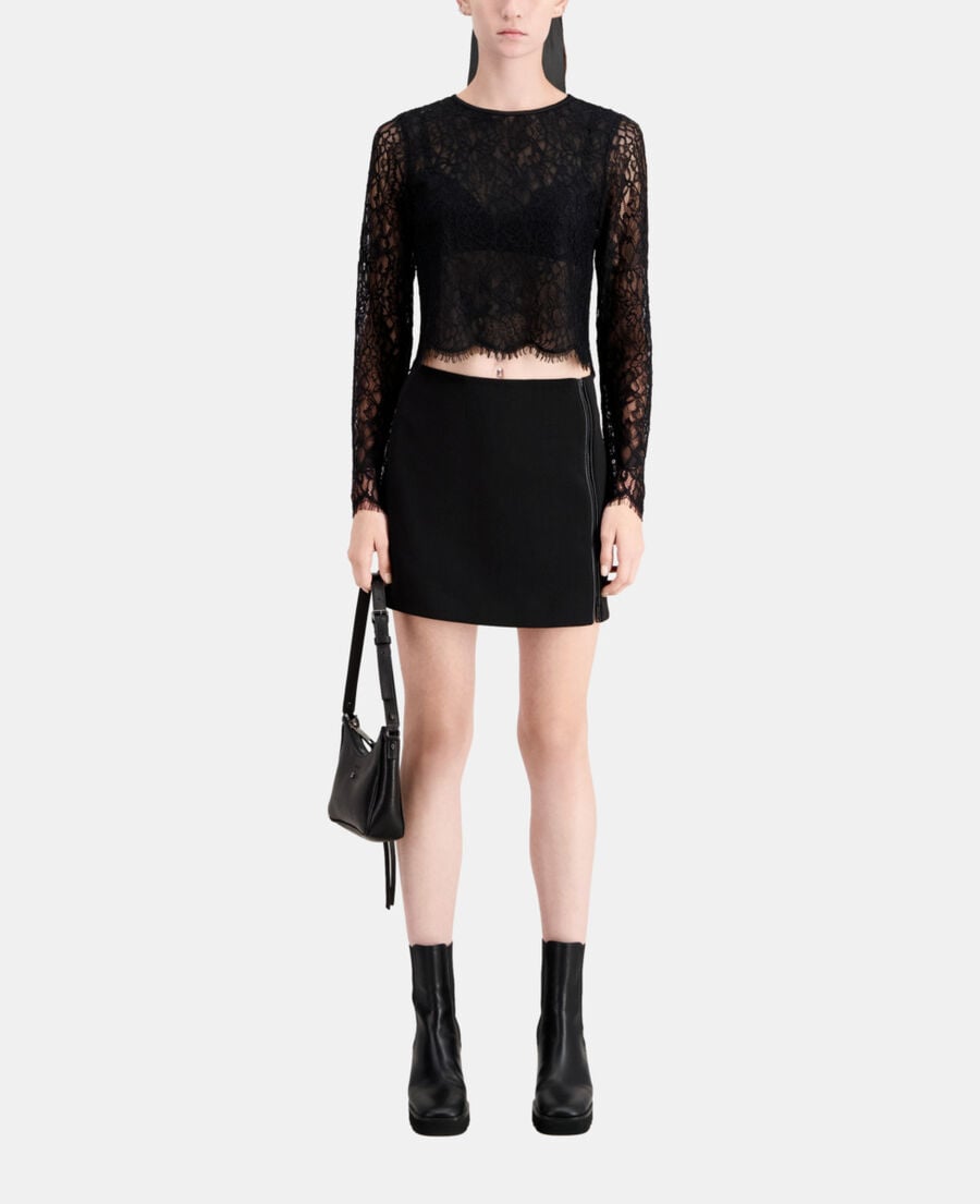 The Kooples FEMME BLACK top court noir en dentelle