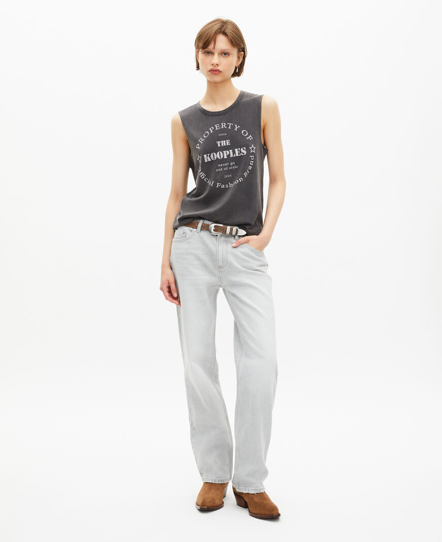 The Kooples F BLACK WASHED tank top with faded black screen print
