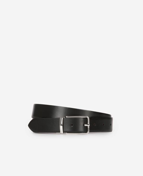 The Kooples HOMME BLACK - BURGUNDY ceinture réversible en cuir bicolore