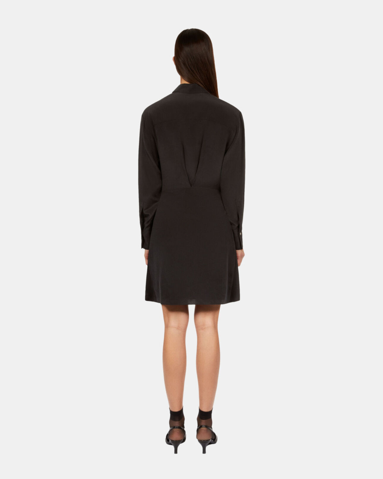 The Kooples WOMEN BLACK short black shirt dress with bow