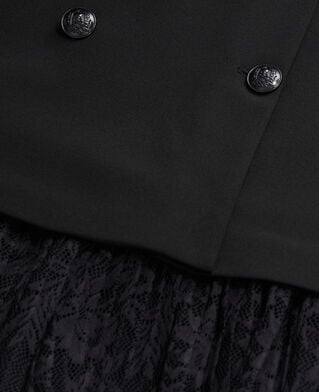 The Kooples FEMME BLACK robe courte noire effet tailleur en crêpe et dentelle