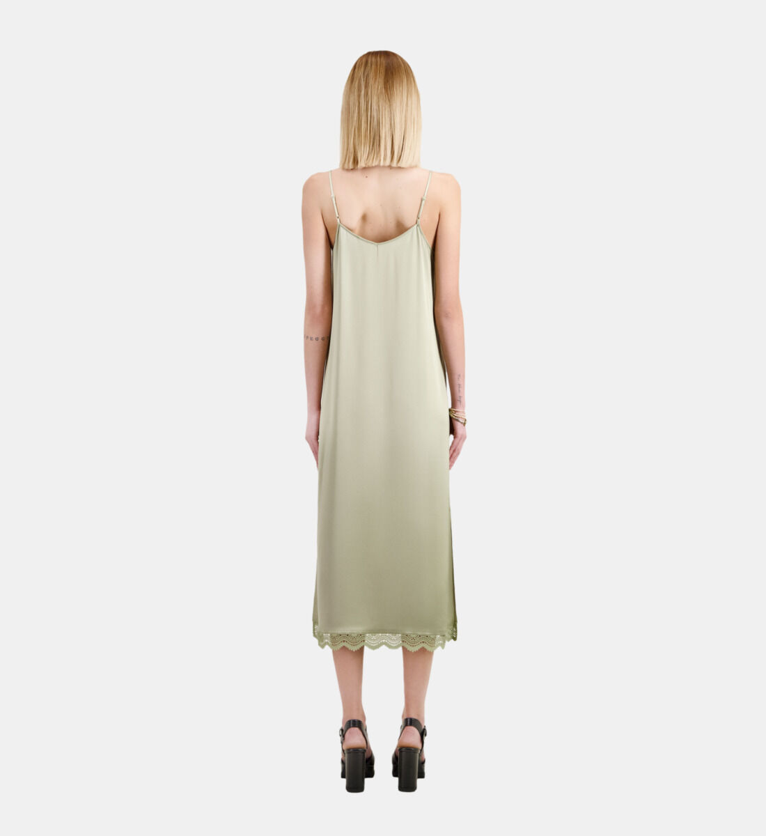 Long light green slip dress