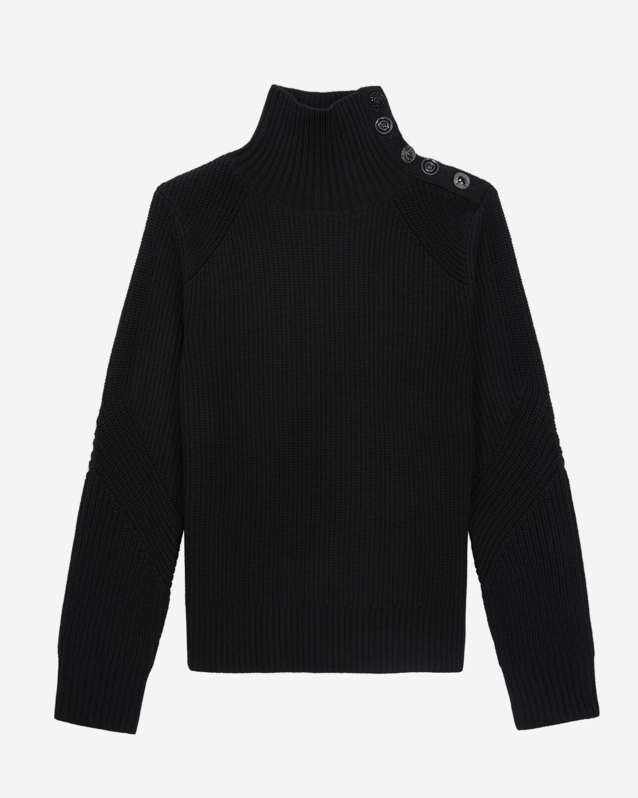 The Kooples WOMEN BLACK black wool sweater with bijou buttons