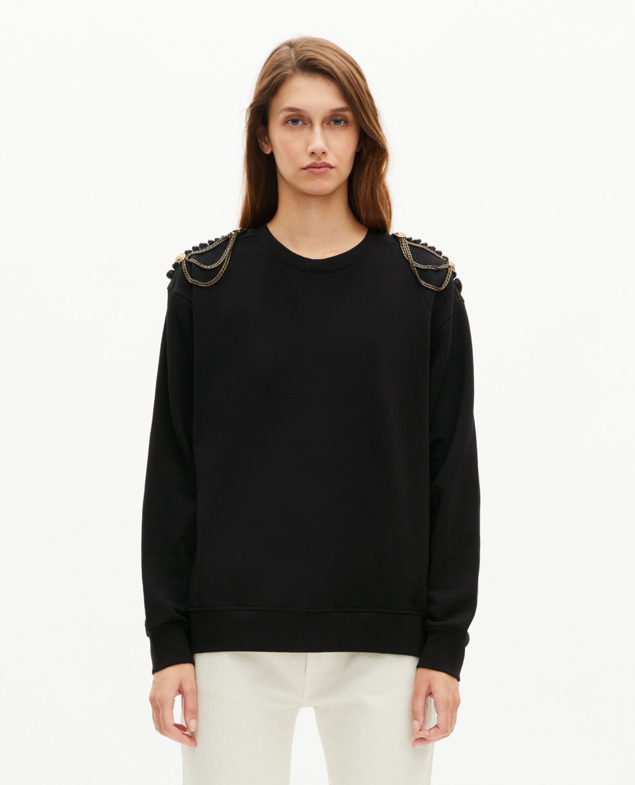 Black chain sweatshirt, BLACK WASHED, hi-res image number null