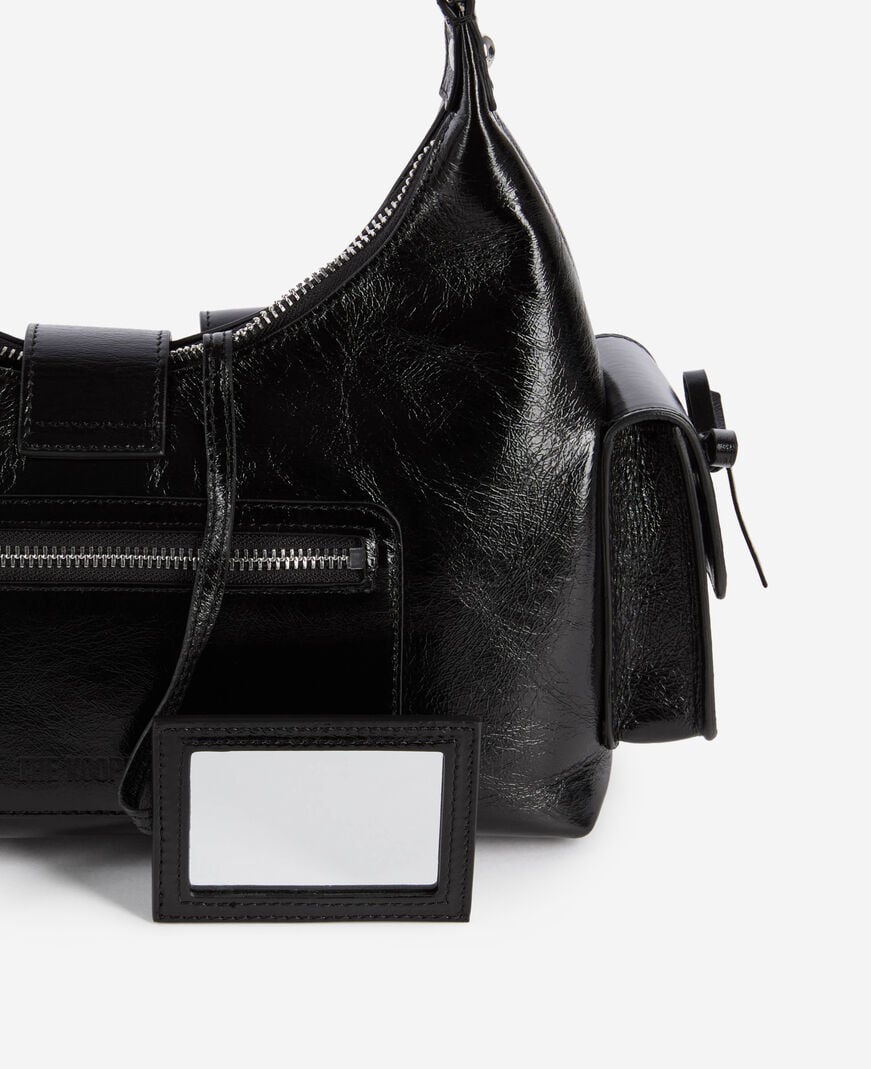 The Kooples WOMEN BLACK black vintage treatment leather amelia bag