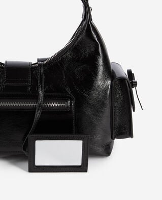The Kooples WOMEN BLACK black vintage treatment leather amelia bag
