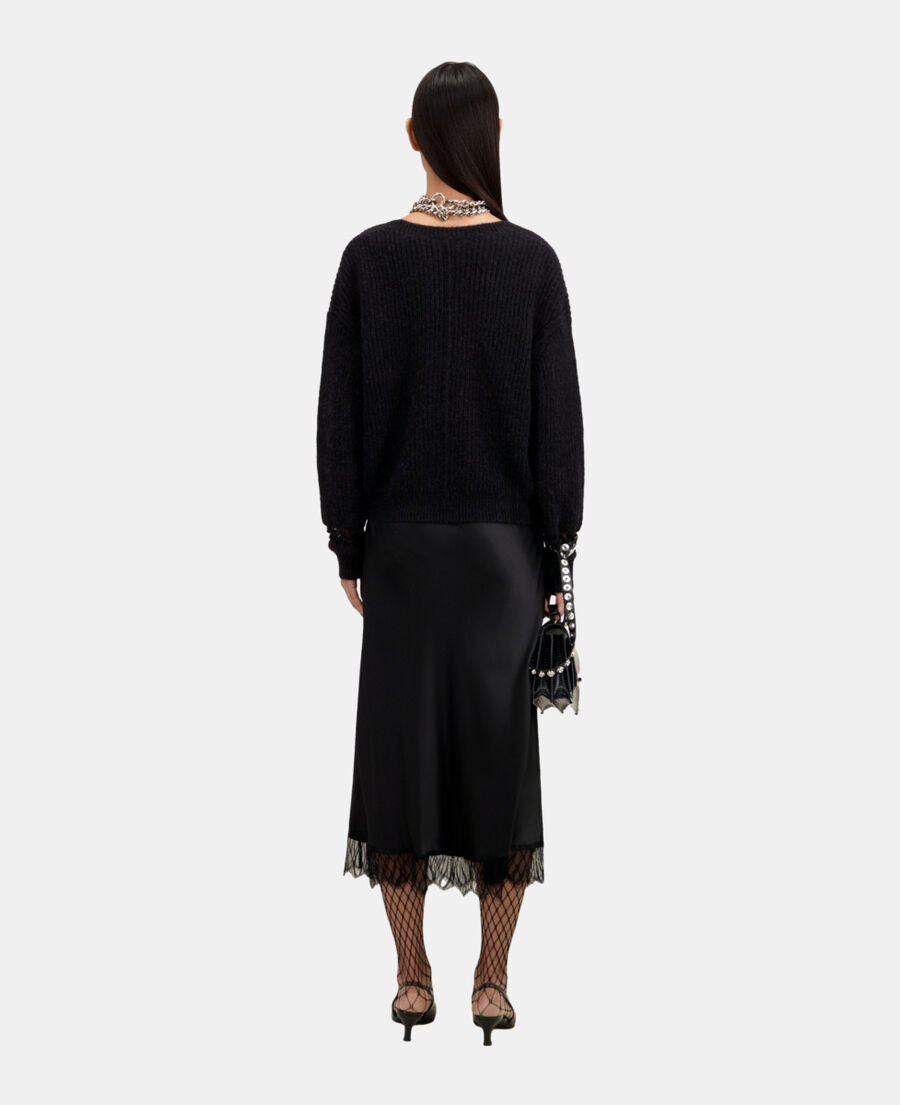 The Kooples WOMEN BLACK black wool-blend cardigan