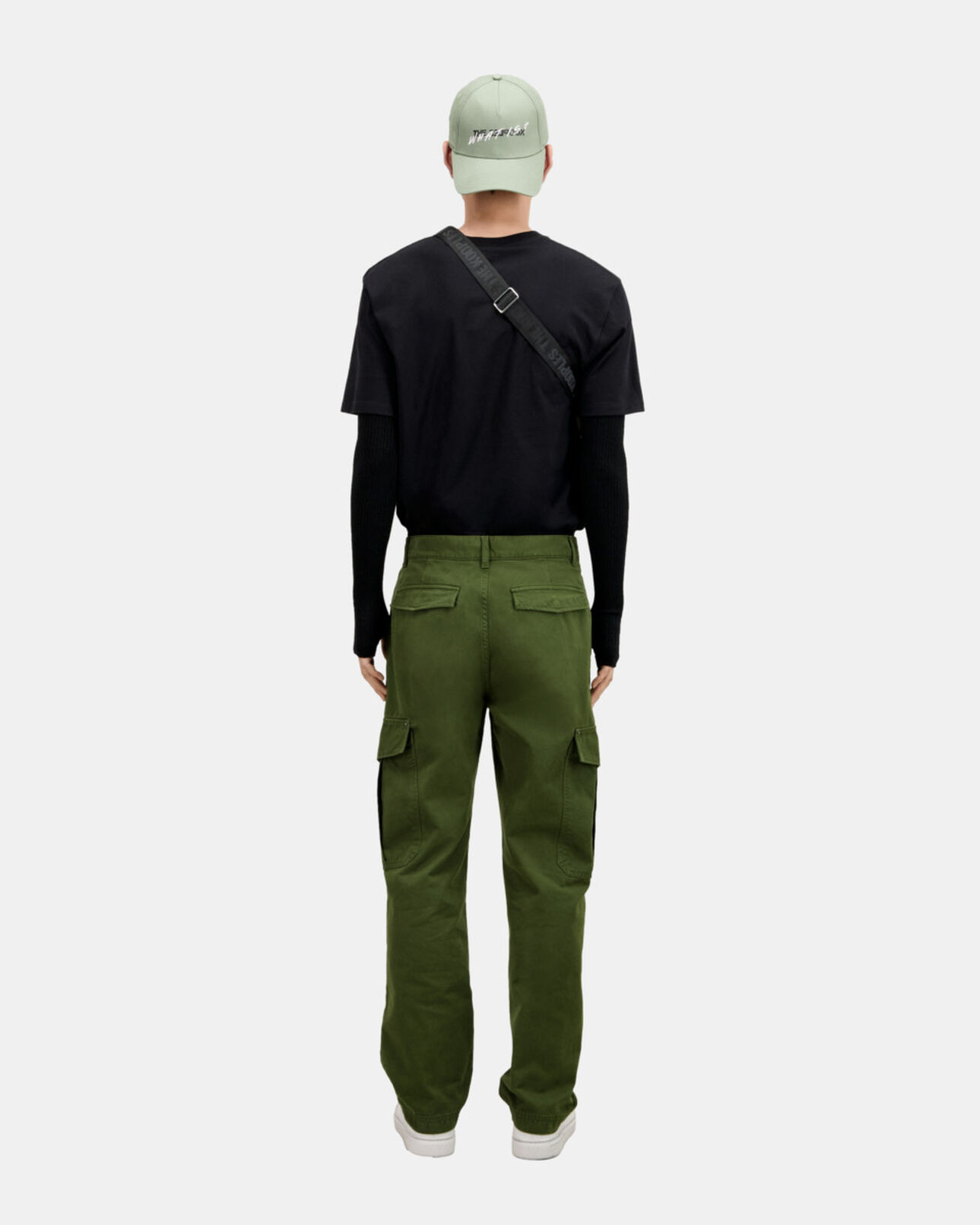 The Kooples HOMME KAKI pantalon cargo en coton kaki