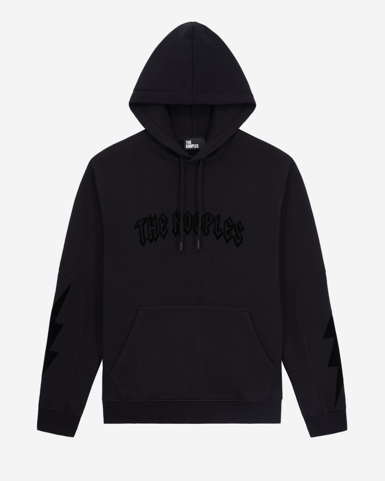 The Kooples MEN BLACK men's black hoodie with flocking