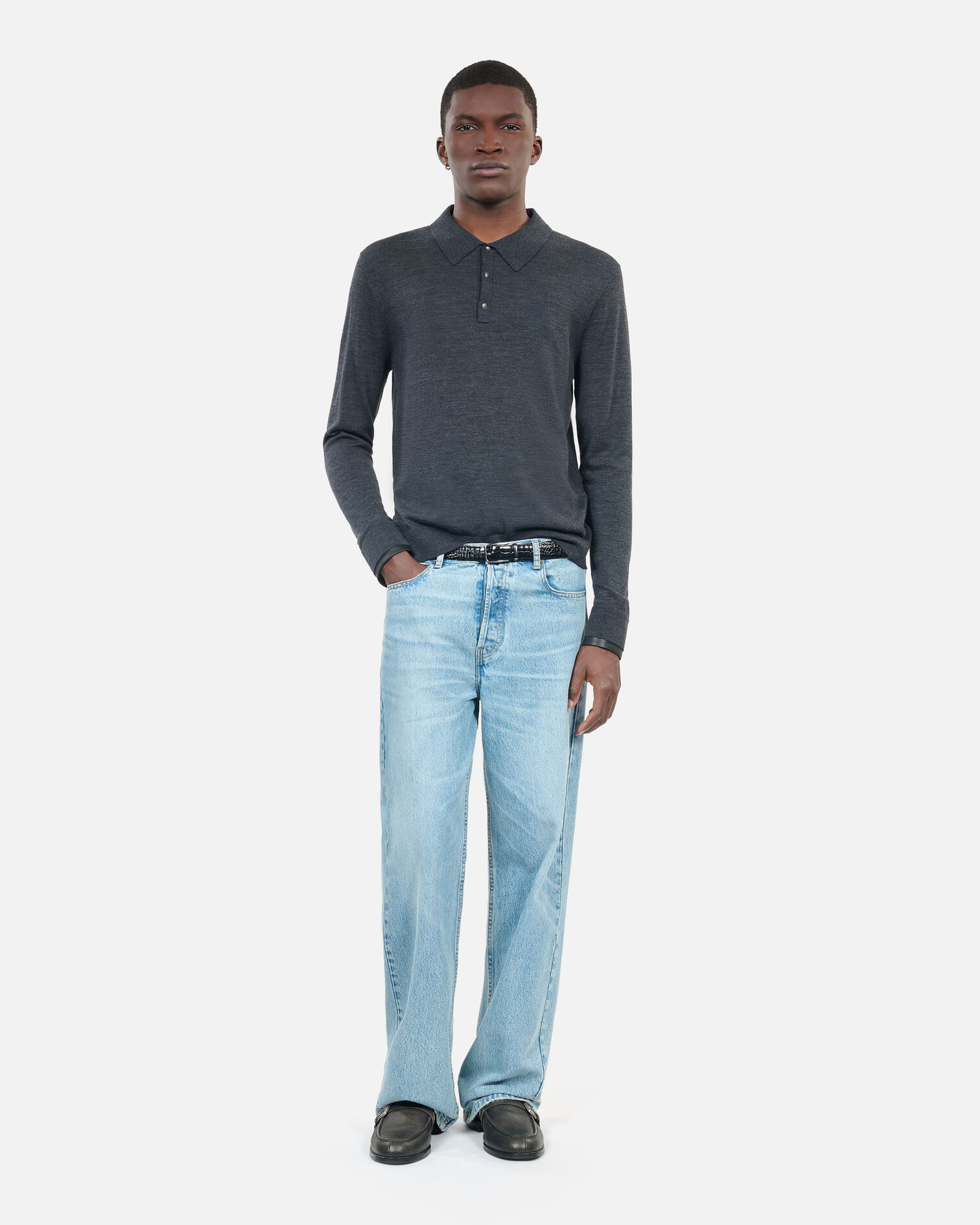 Grauer Pullover aus Wolle, ANTHRACITE MELANGE, hi-res image number null