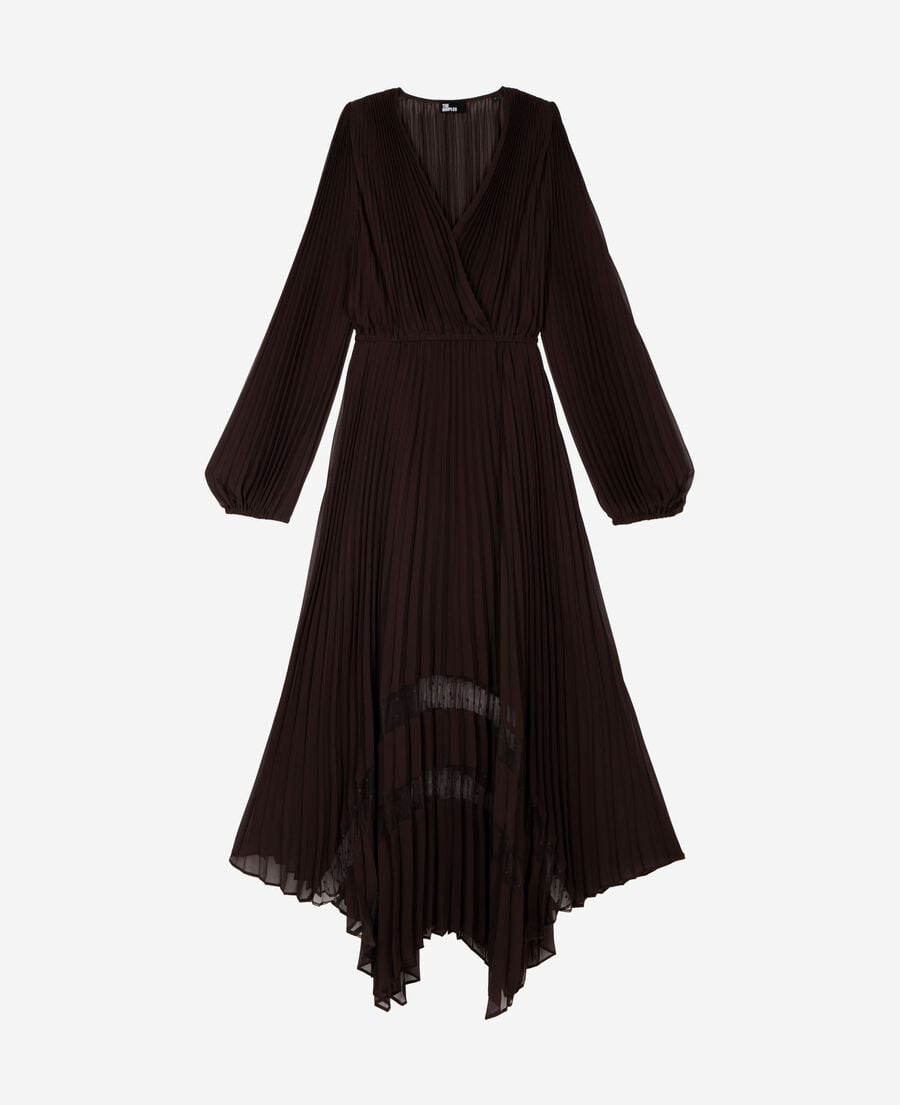 The Kooples F CAFE brown pleated maxi dress