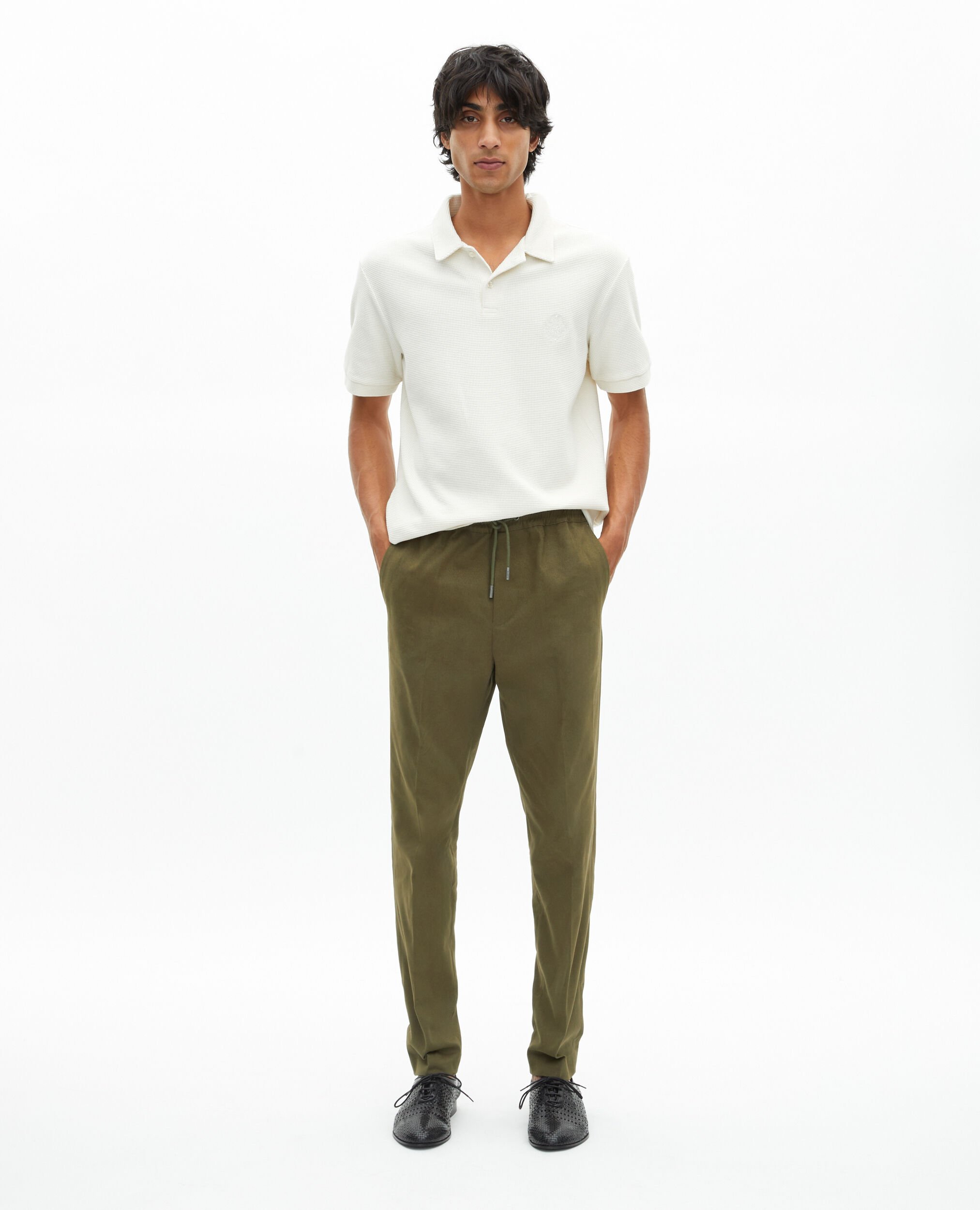 Straight khaki cotton pants, KAKI, hi-res image number null
