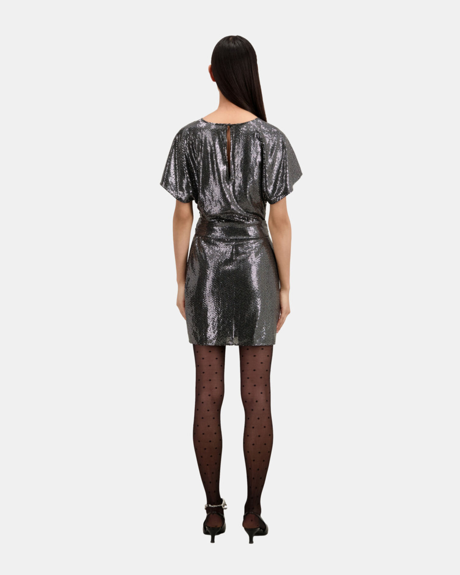 Kurzes Kleid mit Metalliceffekt, SILVER, hi-res image number null