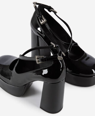 The Kooples WOMEN BLACK black patent leather heeled pumps