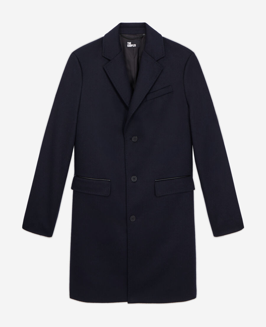 long navy blue cashmere coat
