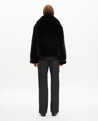 The Kooples F BLACK black fur-effect aviator jacket