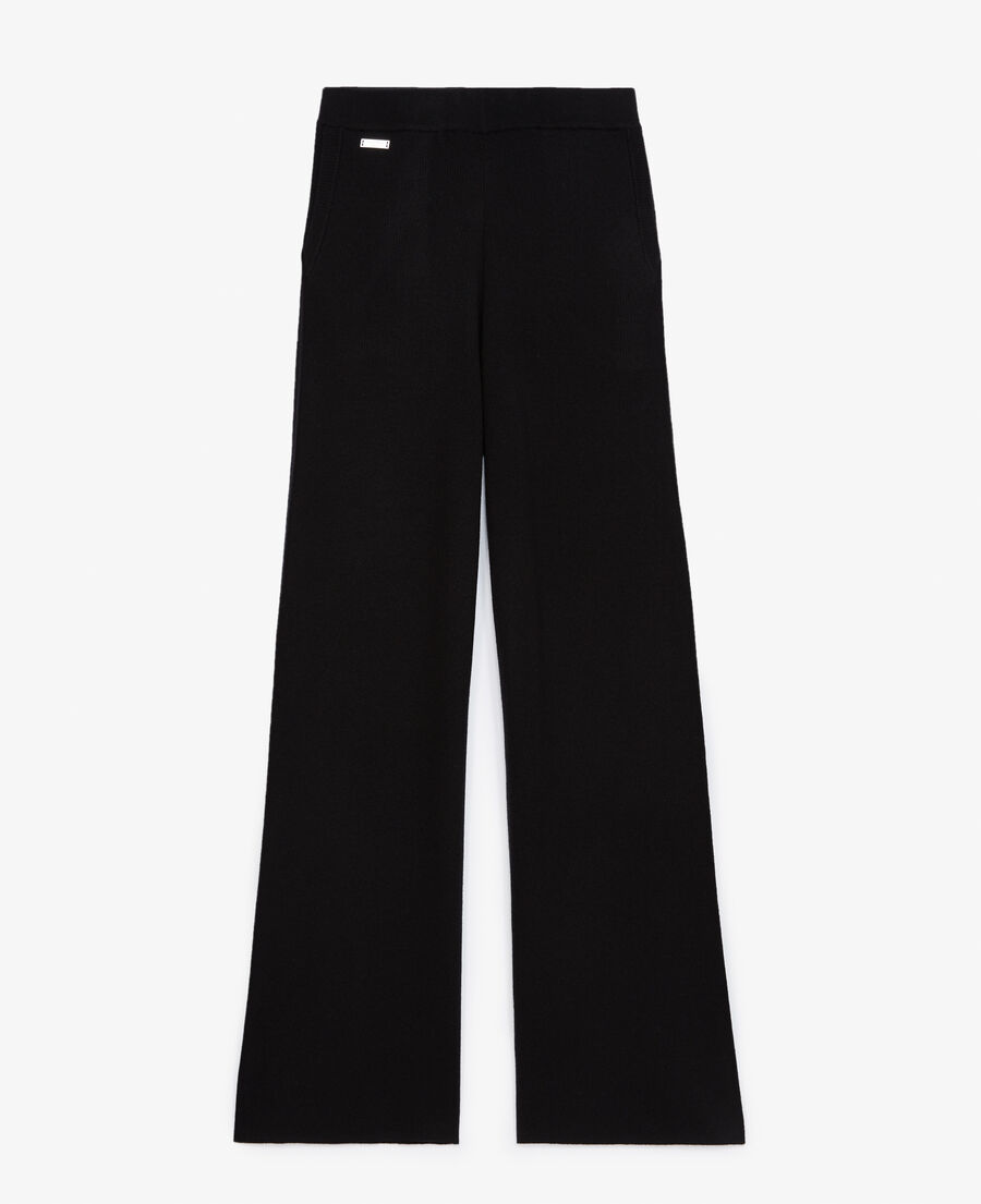 Roomy black wool and cashmere pants | The Kooples - US