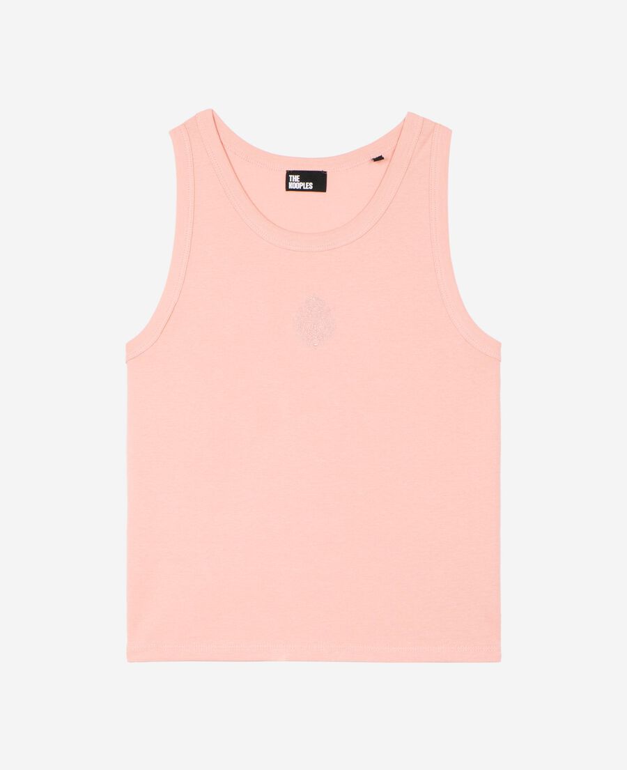 The Kooples WOMEN BLUSH cotton tank top with pink coat of arms