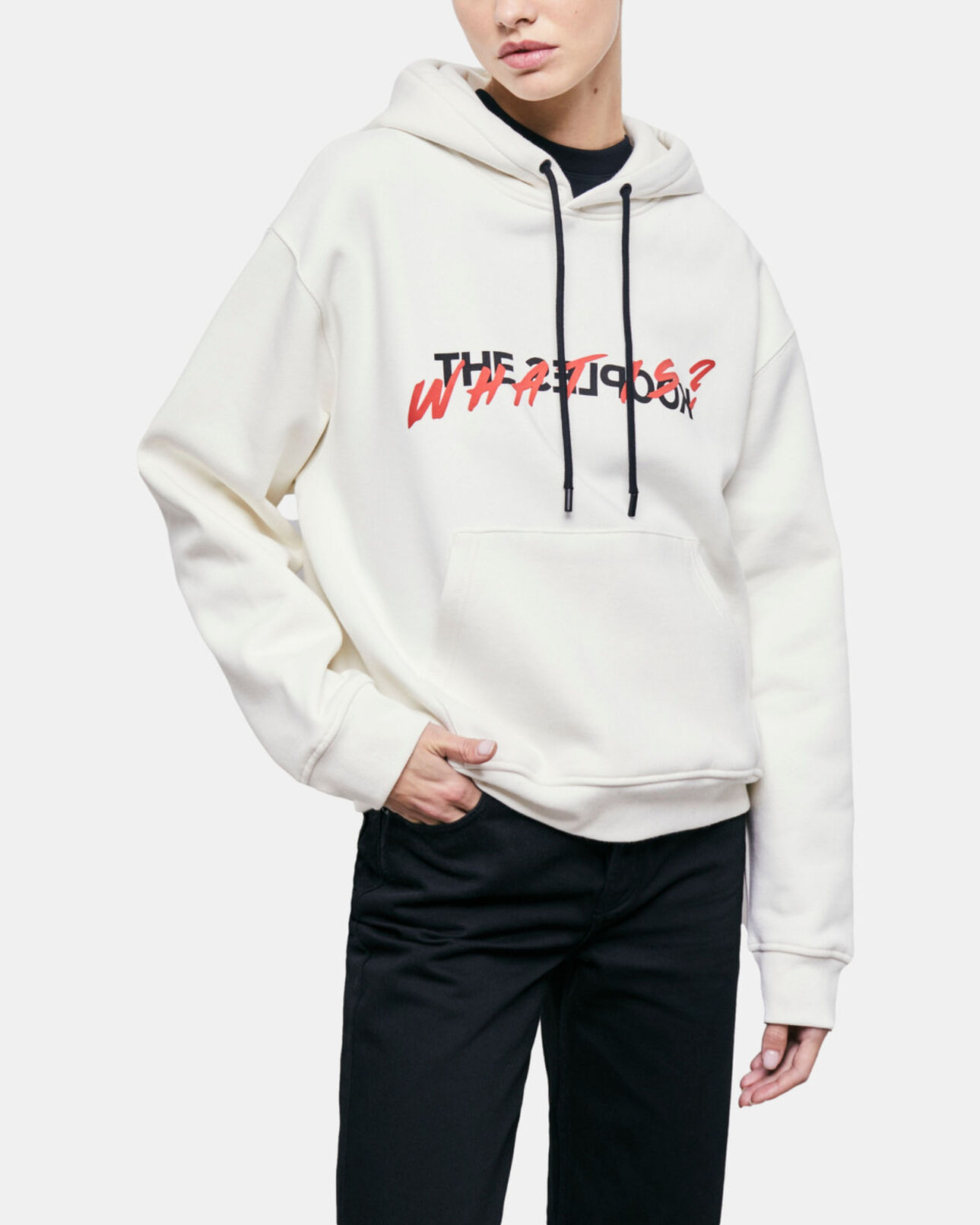 The Kooples MUJER ECRU sudadera blanco crudo serigrafía what is