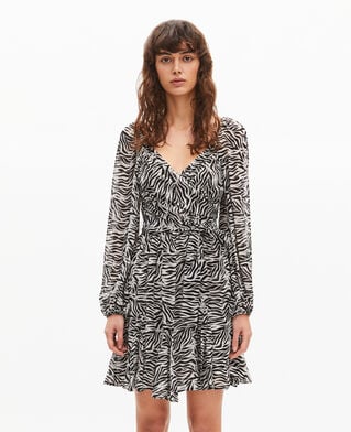 The Kooples FEMME BLACK WHITE robe courte portefeuille imprim&eacute;e z&egrave;bre