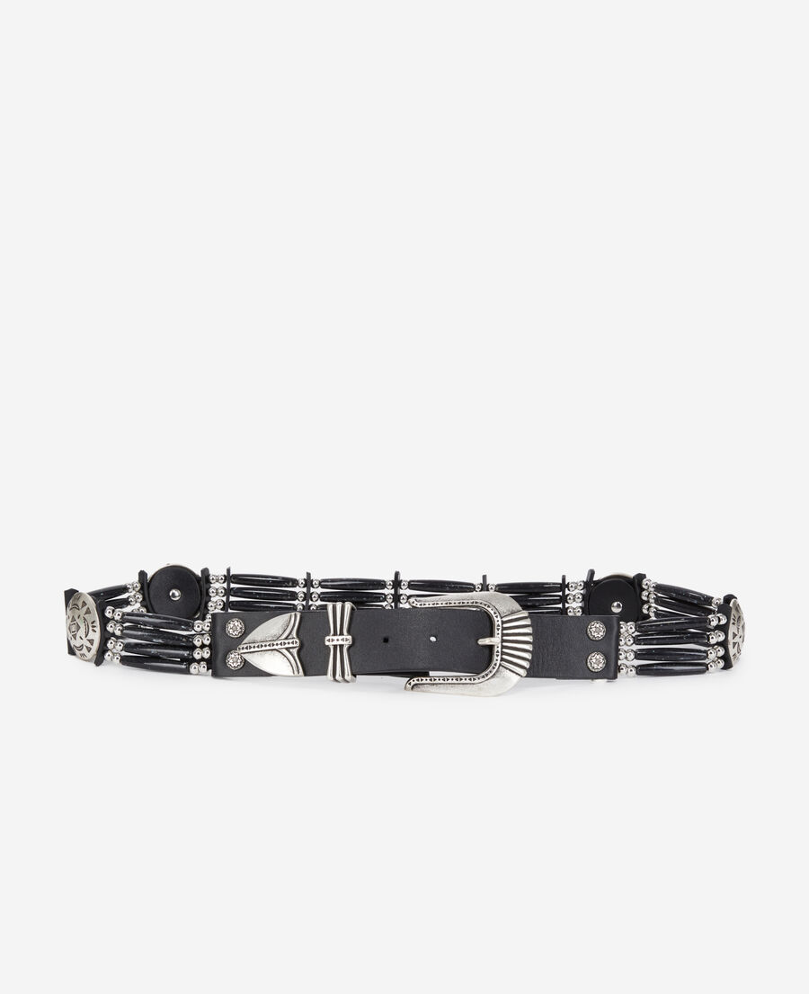 ceinture large en cuir noire