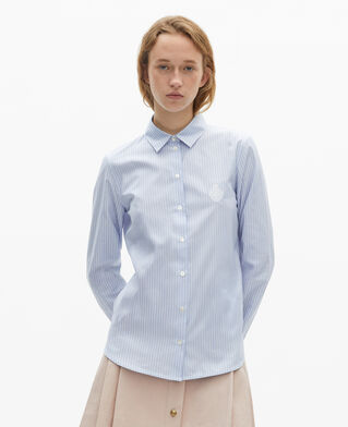 The Kooples DAMEN BLUE / WHITE blaues popeline-streifenhemd