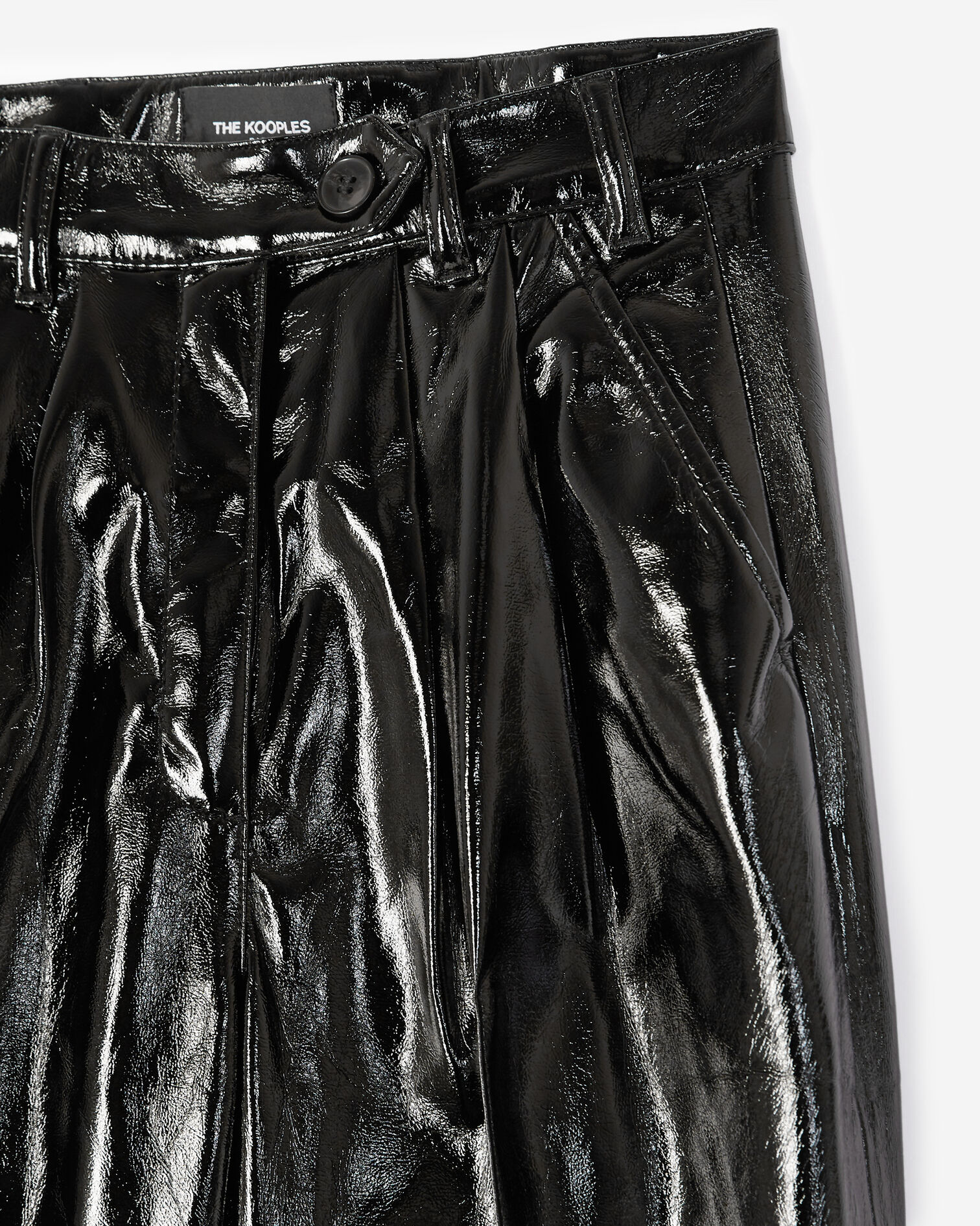 Pantalon droit noir effet vinyle, BLACK, hi-res image number null