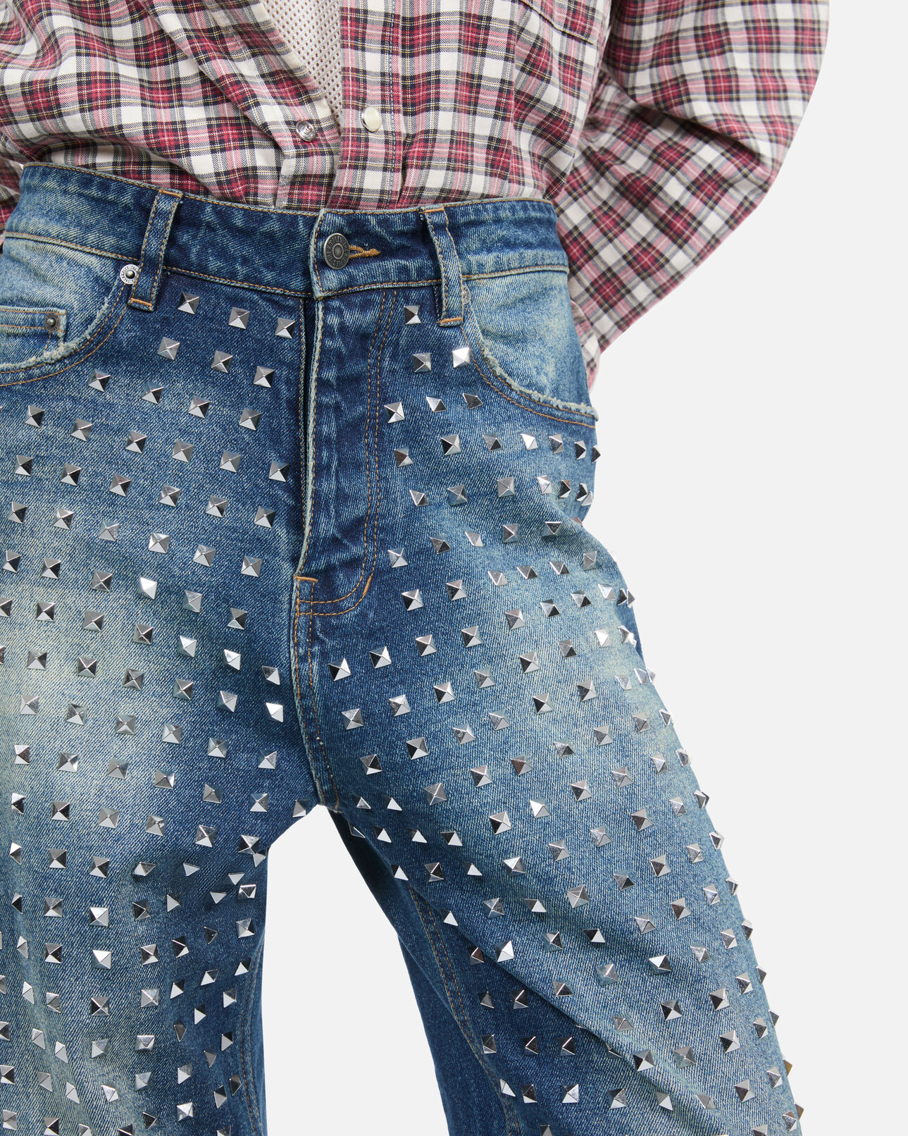 The Kooples WOMEN BLUE ELECTRIC blue straight studded jeans