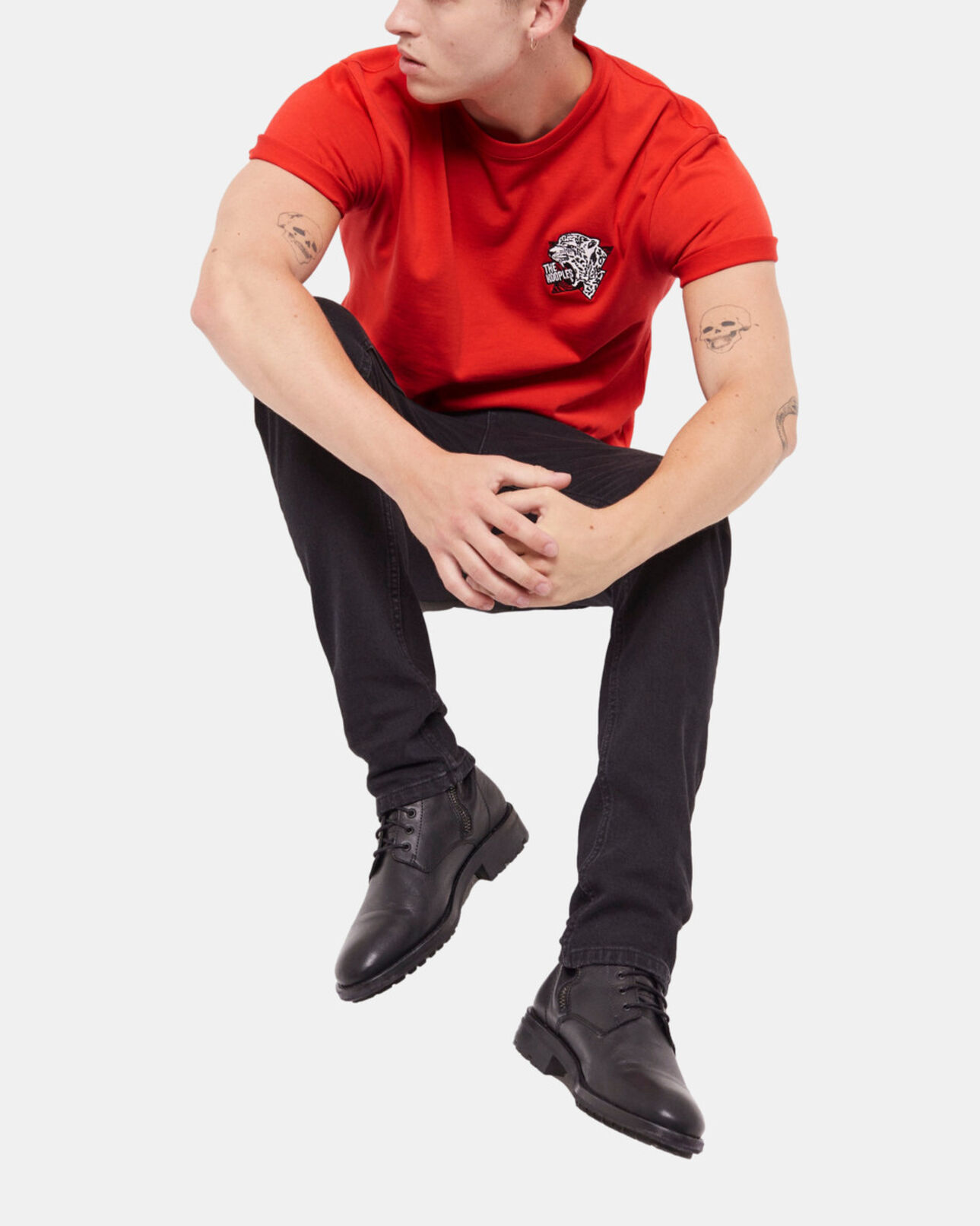The Kooples MEN RED red tiger screen print t-shirt