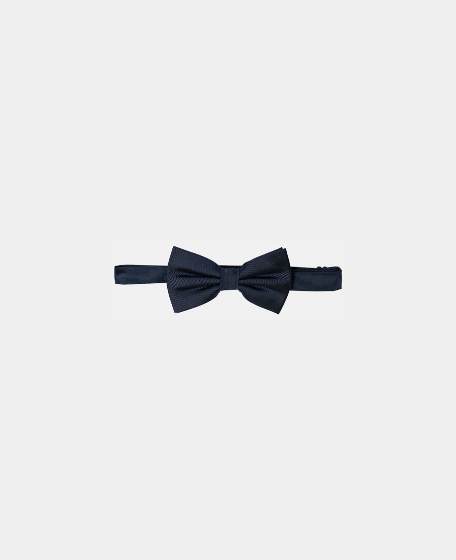 plain navy blue bow tie in silk