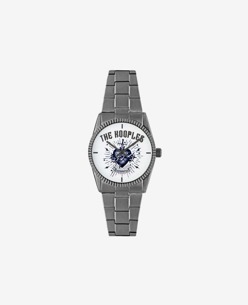 The Kooples MIXTE BLACK GUN METAL montre heart - dagger argentée