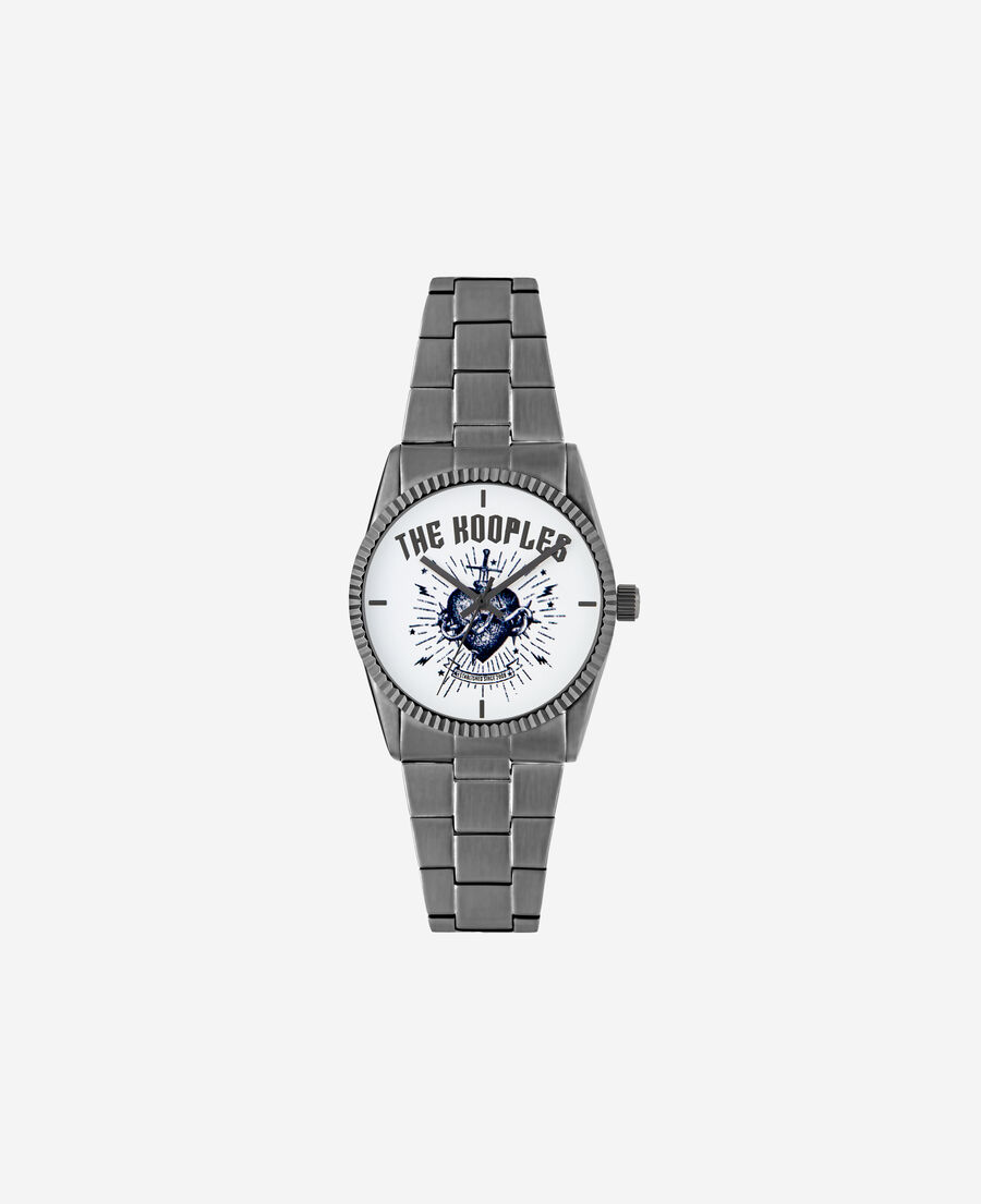 The Kooples MIXTE BLACK GUN METAL montre heart - dagger argentée