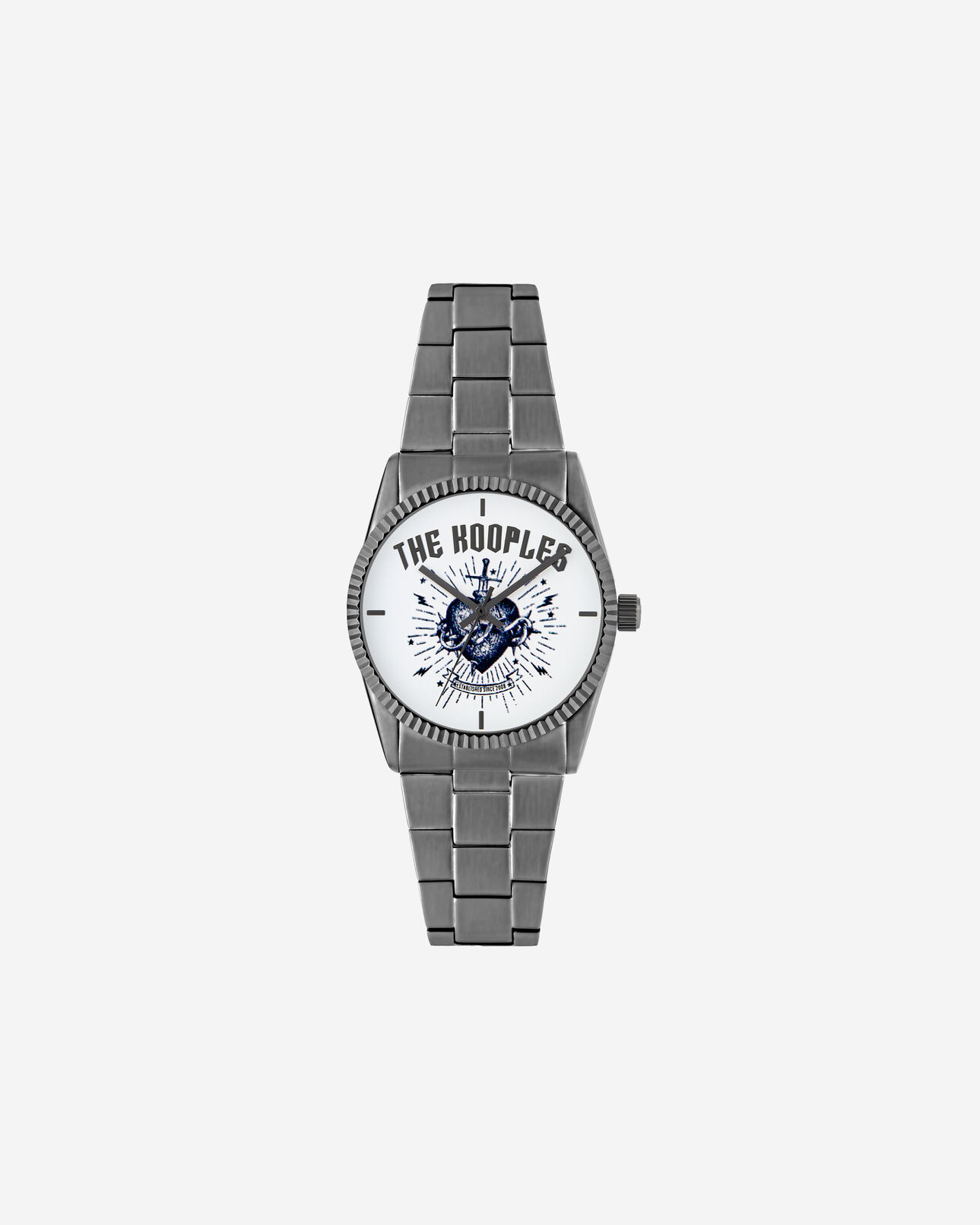 The Kooples MIXED BLACK GUN METAL heart - dagger silver watch