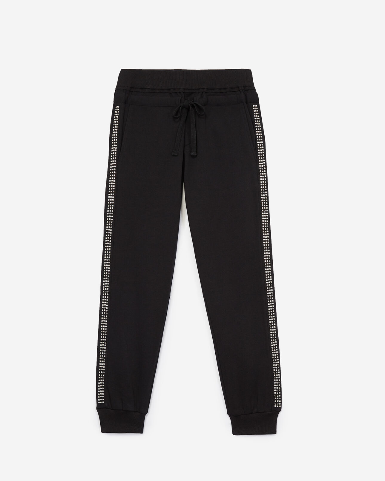 The Kooples WOMEN BLACK black cotton joggers with rhinestones