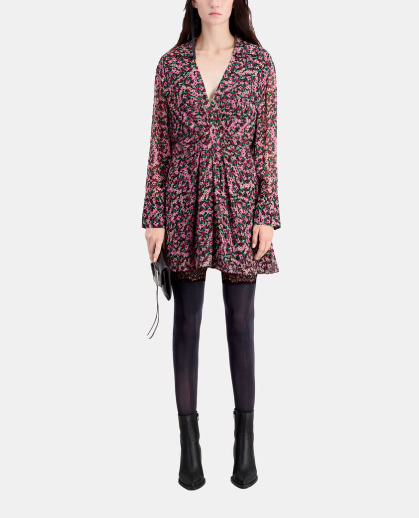 The Kooples F null short printed dress with draping