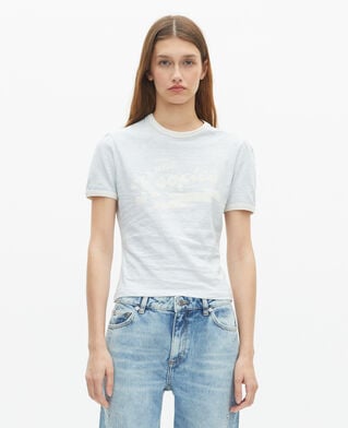 The Kooples FEMME LIGHT BLUE t-shirt avec sérigraphie bleu clair
