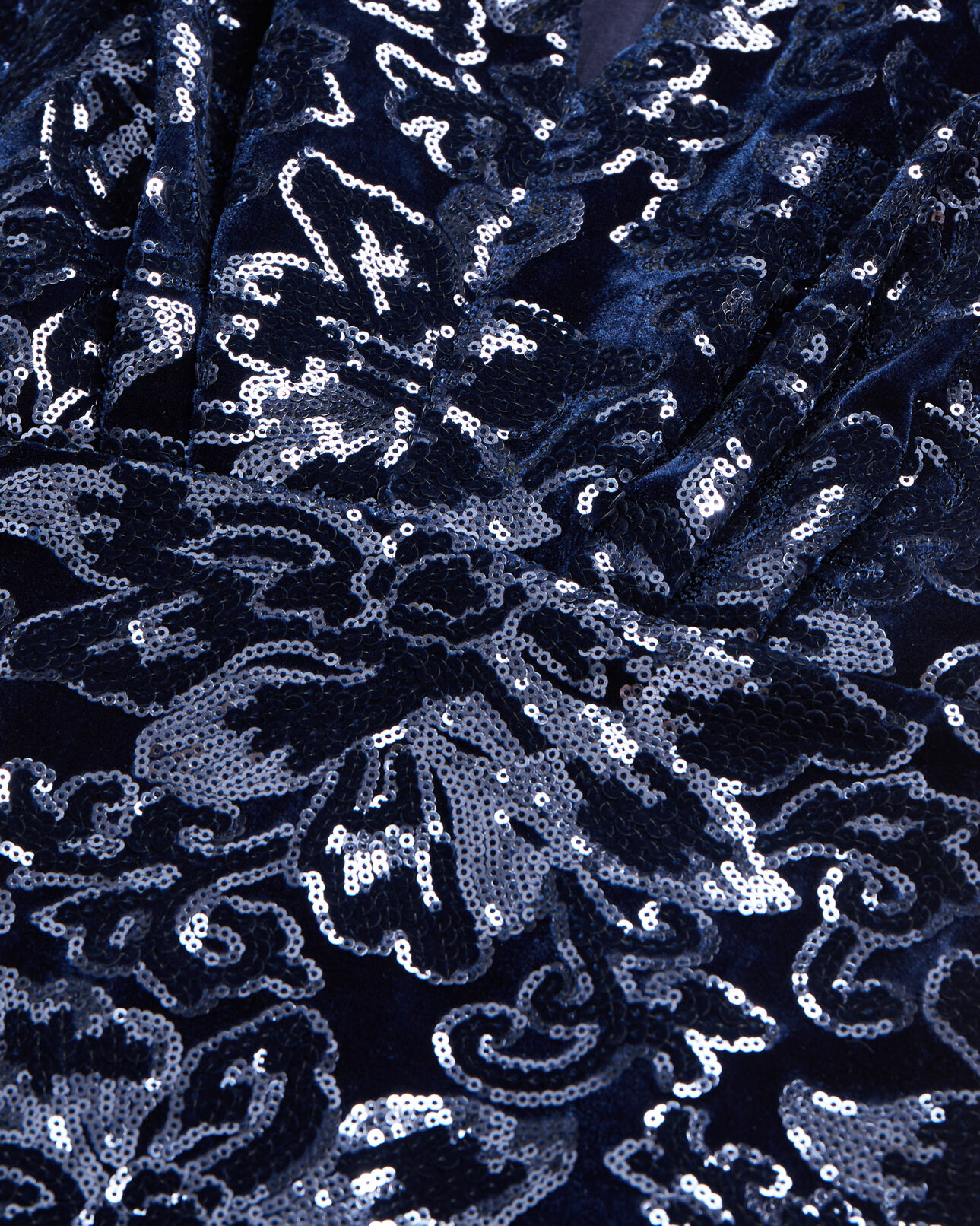 The Kooples WOMEN NAVY short navy blue velvet dress with sequins