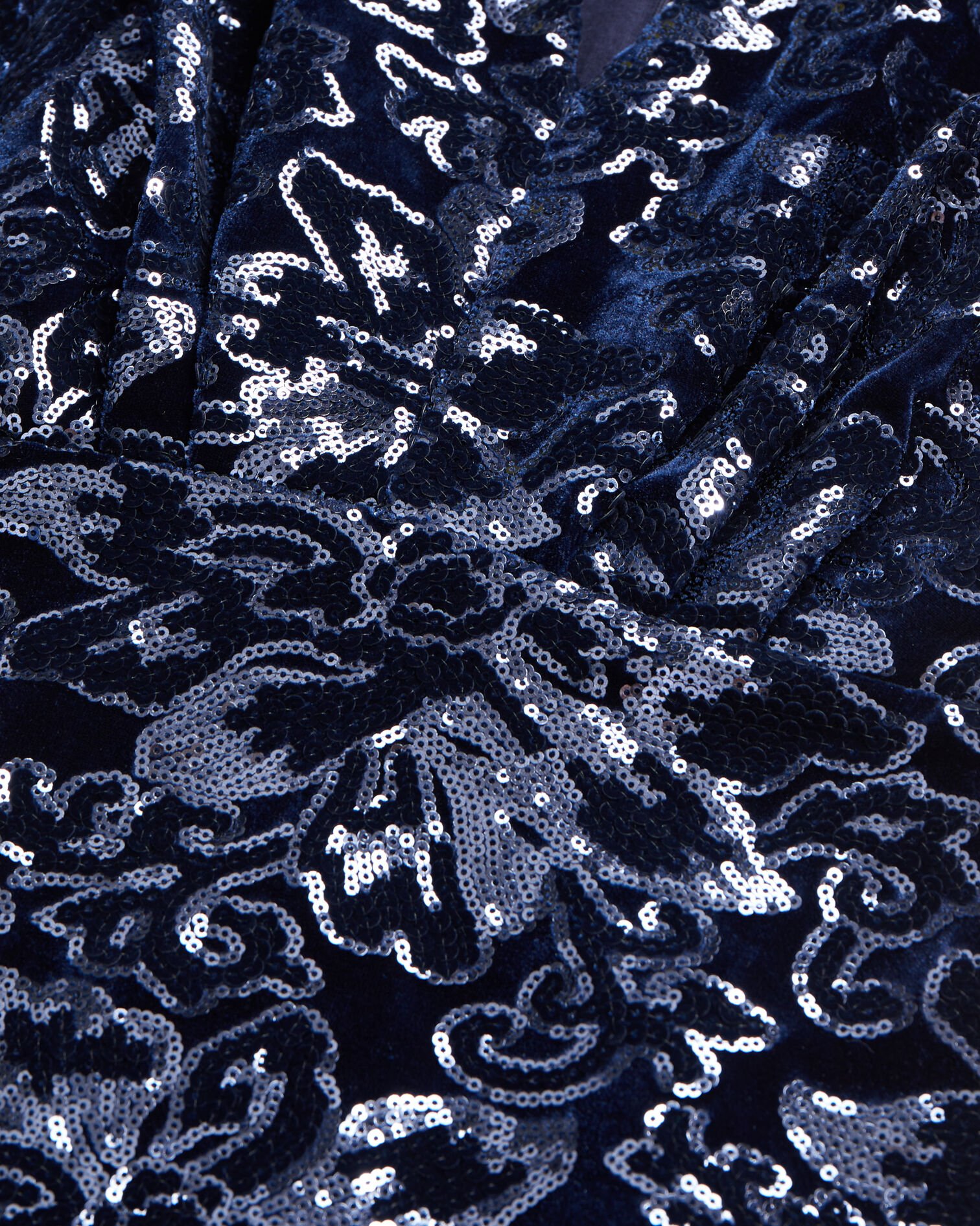Short navy blue velvet dress with sequins, NAVY, hi-res image number null