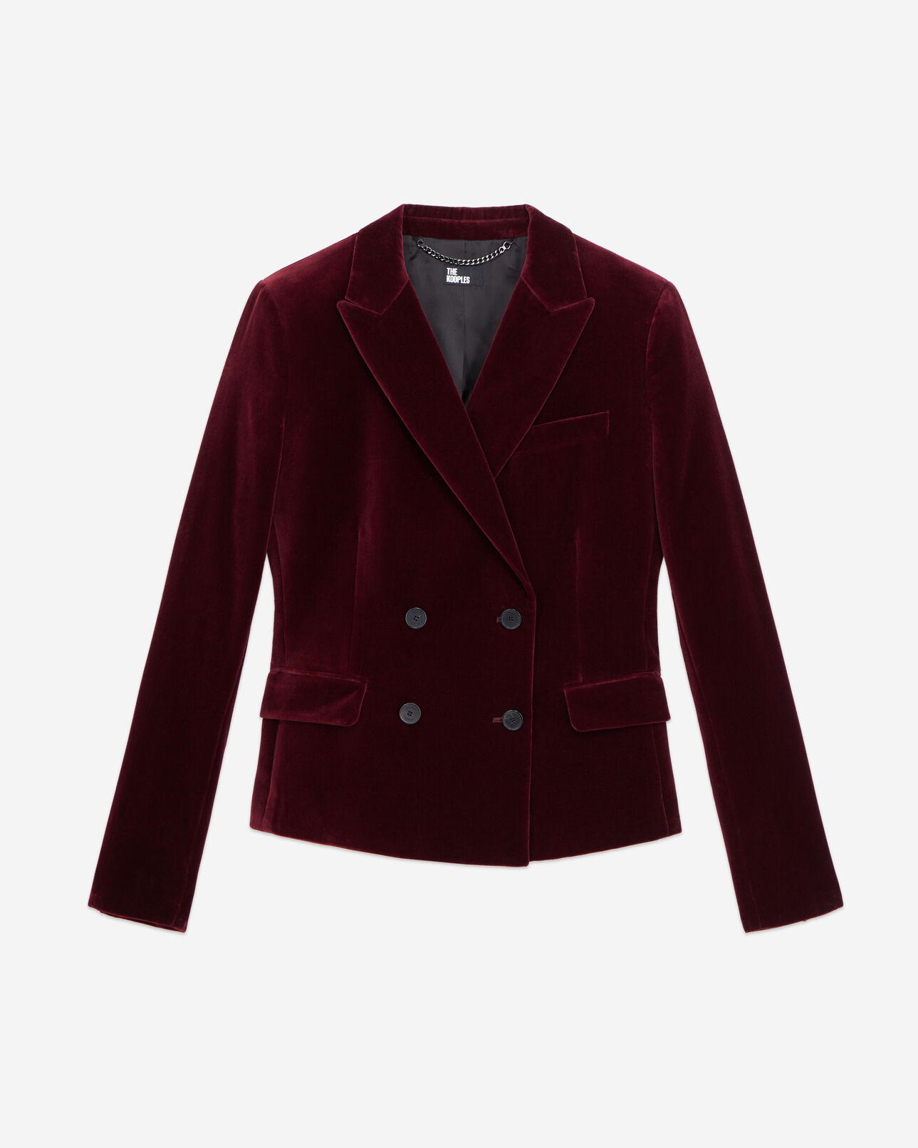 The Kooples FEMME BURGUNDY veste tailleur bordeaux courte en velours