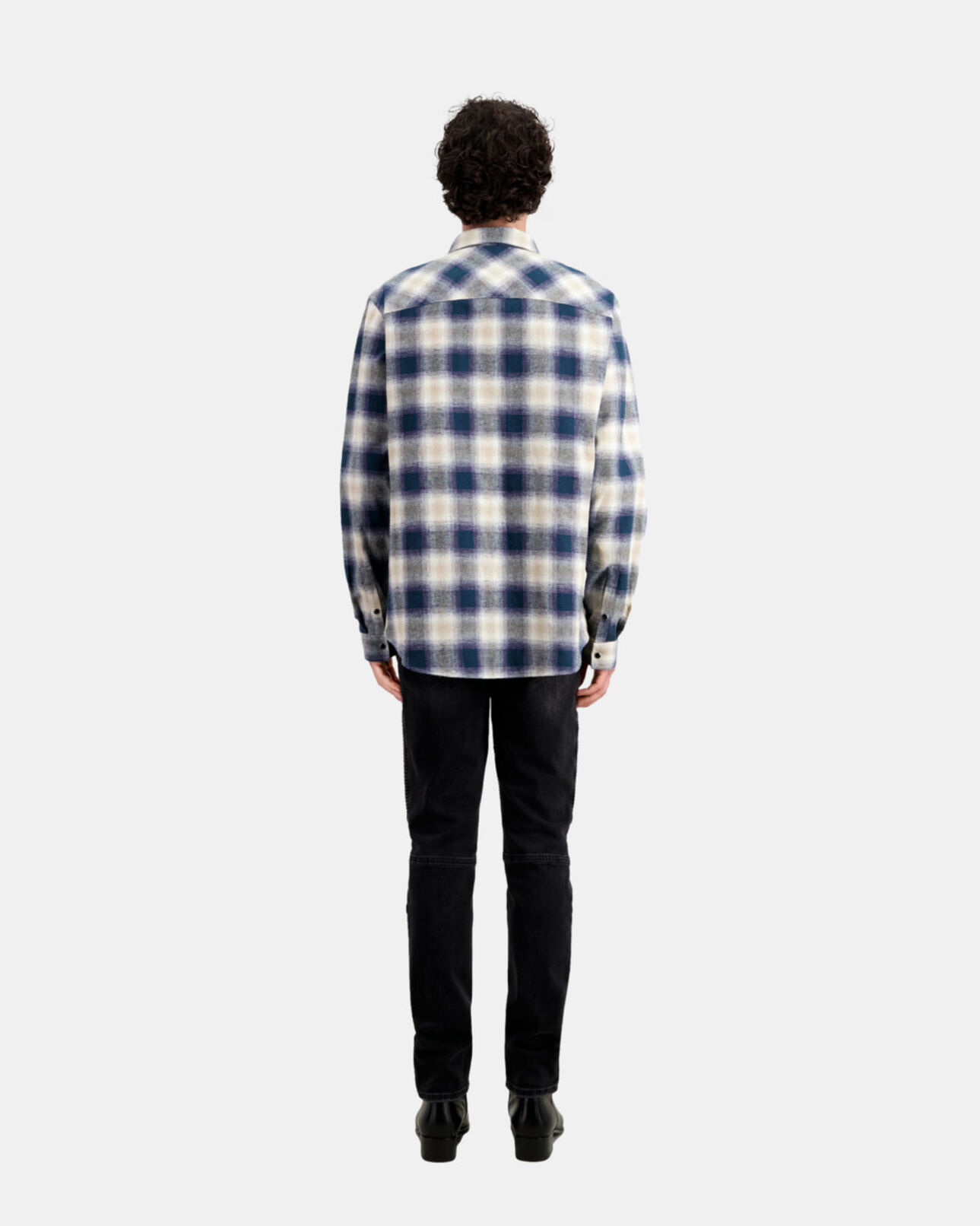 The Kooples MEN GREEN / NAVY / WHITE blue and green checkered overshirt