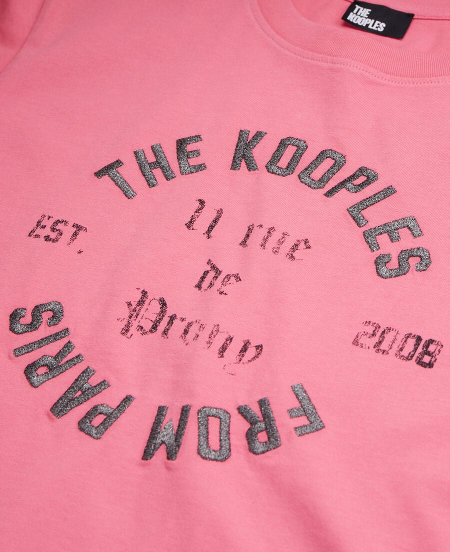 The Kooples DAMEN OLD PINK rosa t-shirt damen mit siebdruck