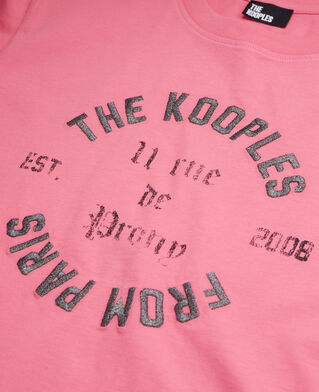 The Kooples DAMEN OLD PINK rosa t-shirt damen mit siebdruck