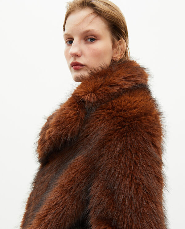 The Kooples WOMEN SAFRAN brown fur-effect short coat