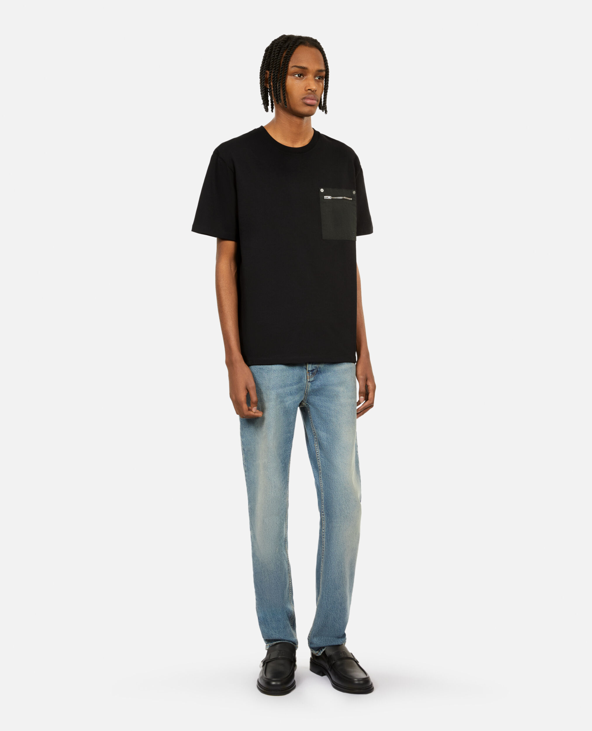 Black t-shirt with zipped pocket, BLACK, hi-res image number null