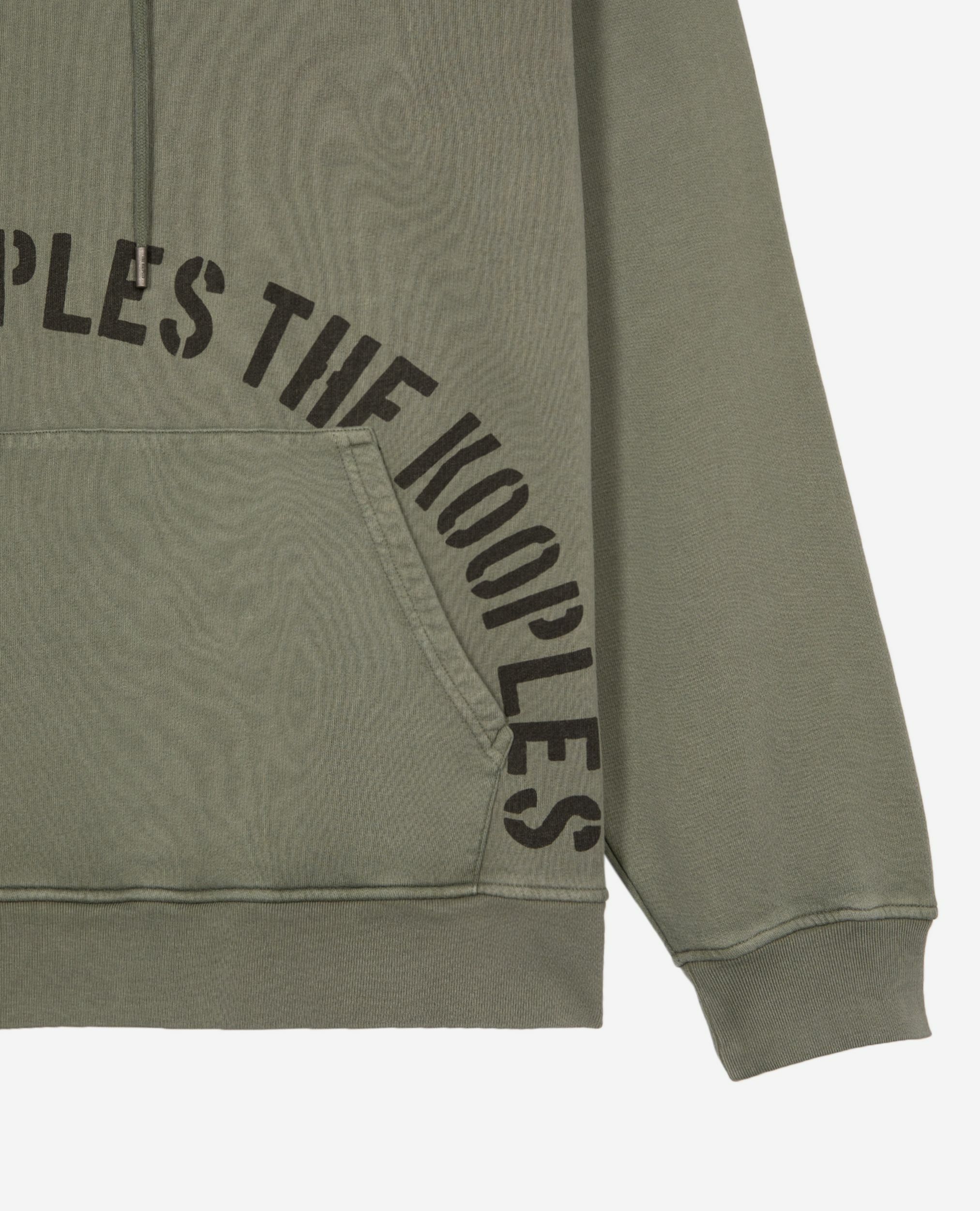 Hooded sweatshirt with khaki screen print, KAKI, hi-res image number null