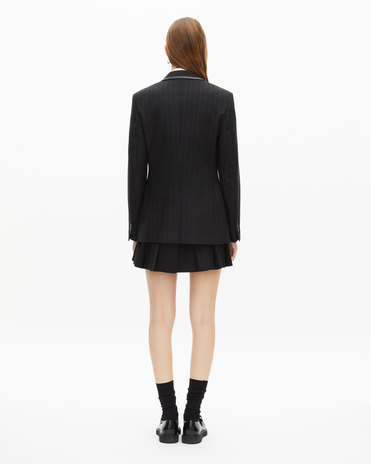 The Kooples DAMEN BLACK schwarze jacke mit tennisstreifen aus wolle