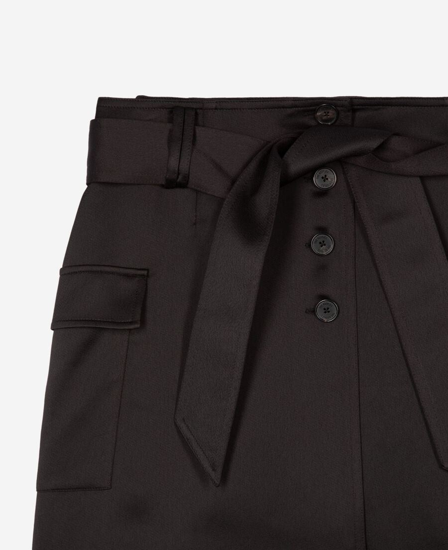 The Kooples F BLACK short black satin skirt